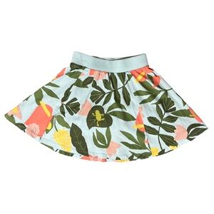 Tea Collection Skort Girls 6 Leaves Frog Tropical Flowers 100% Cotton Light Blue